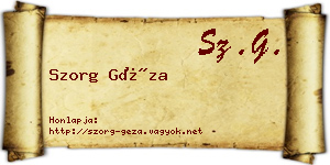 Szorg Géza névjegykártya